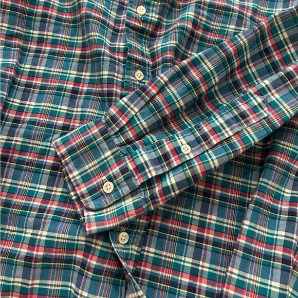 Ralph Lauren Classic Fit Plaid Cotton Red Green Multicolor Oxford Shirt Medium - Picture 6 of 6